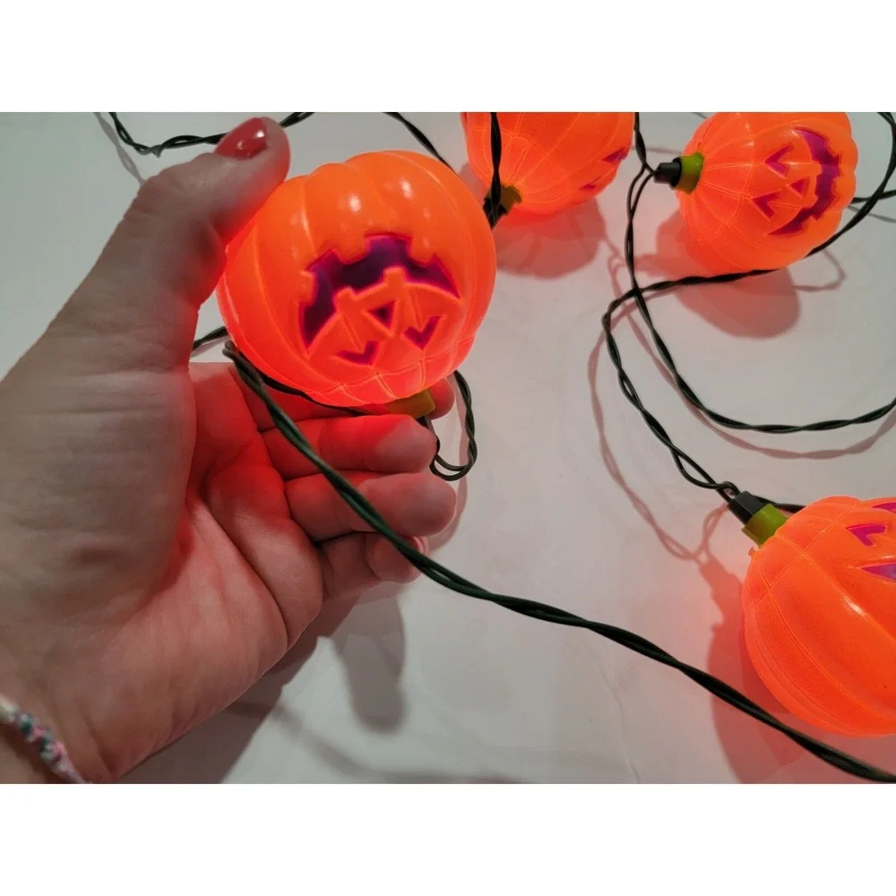 Vintage Halloween Jack O Lantern Pumpkin Light String Blow Mold Set of 2/20 mold